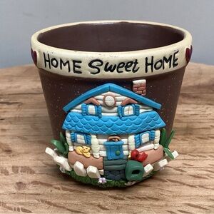 🔵 “Home Sweet Home” - Ceramic / Clay Crafted Candle Holder - Flower Pot - More